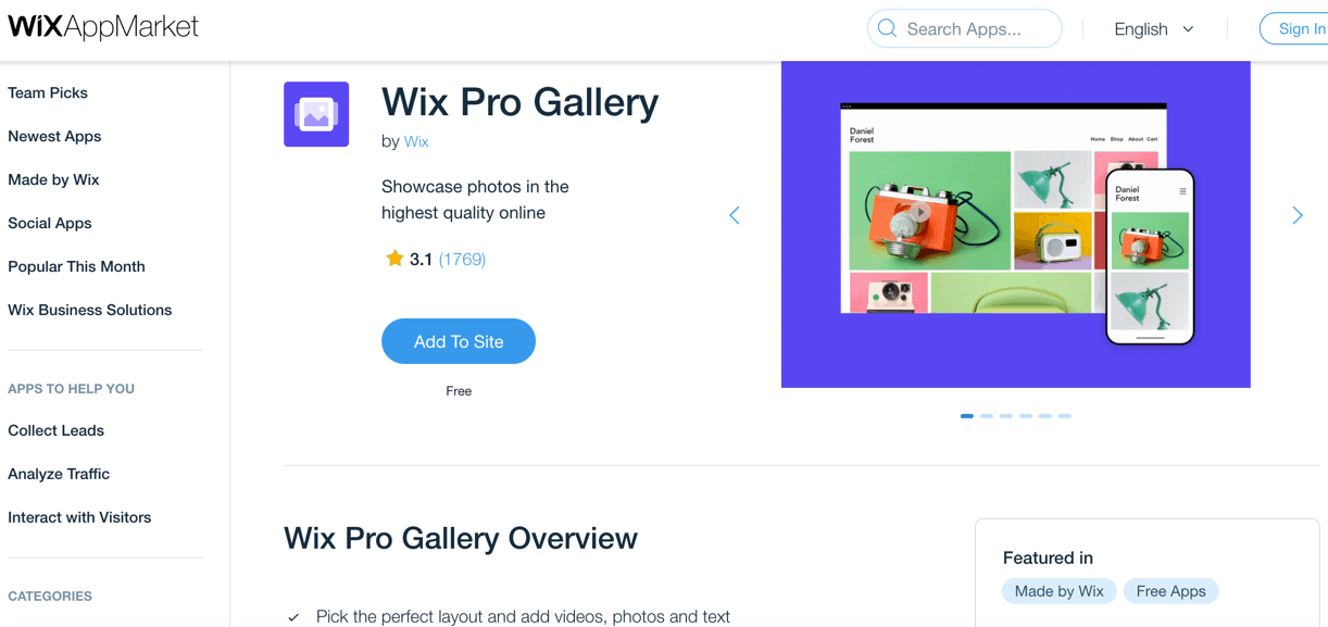 i want to due a picture interactive gallery on wix